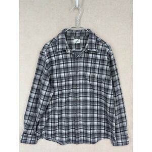 Fair Harbor Shirt Mens XL Grey Plaid Flannel Lightweight Stretch Flap Pockets
